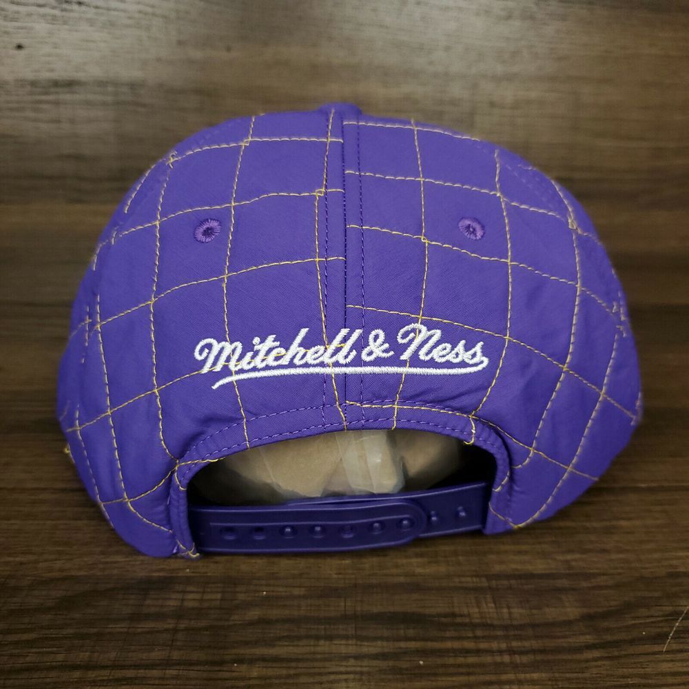LA Lakers Mitchell & Ness NBA Snapback Hat Cap 3D Logo Purple Quilted New - Picture 6 of 9